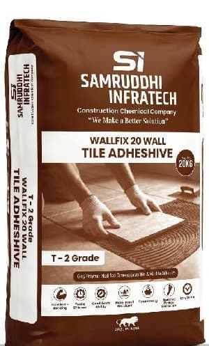 Samruddhi Infratech Wallfix 20 Wall Tile Adhesive 20 kg brown packaging, T-2 Grade